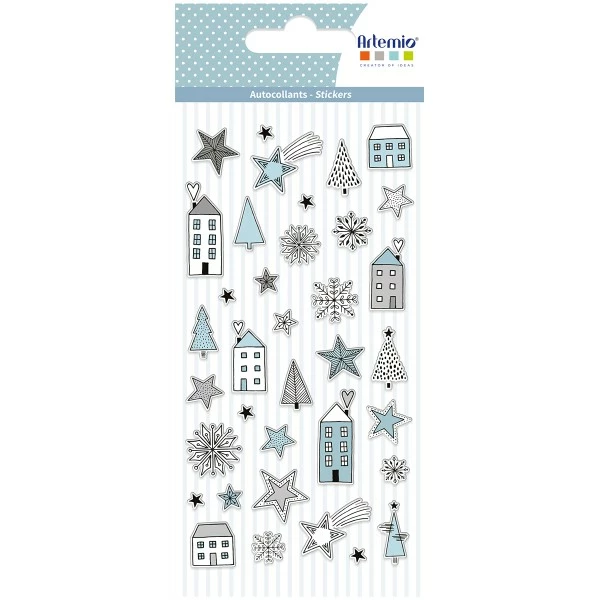 Artemio Stickers Puffies Noël Cosy - Maisons Et Etoiles - 37 Pcs Environ 1 Artemio Stickers Puffies Noël Cosy - Maisons Et Etoiles - 37 Pcs Environ