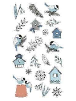 Artemio Stickers Puffies Noël Cosy - Oiseaux Et Plantes - 21 Pcs Environ