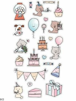 Artemio Stickers Puffies So Cute - Fête - 24 Autocollants