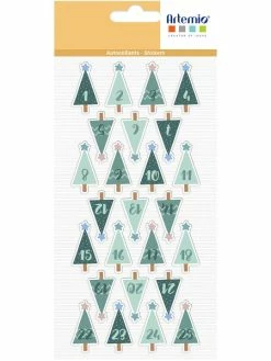 Artemio Stickers Puffies XL Noël - Woodsy Christmas - Calendrier De L'Avent - 24 Pcs