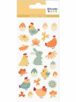Artemio Stickers Puffy Les Poulettes - Oeufs De Pâques - 1 à 2,5 Cm - 24 Pcs