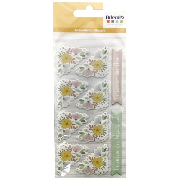 Artemio Stickers Puffy On My Way - Coins Fleuris - 10 Pcs 1 Artemio Stickers Puffy On My Way - Coins Fleuris - 10 Pcs