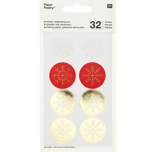 Rico Design Stickers Ronds - I Love Christmas - Flocons - 32 Pcs 1 Rico Design Stickers Ronds - I Love Christmas - Flocons - 32 Pcs