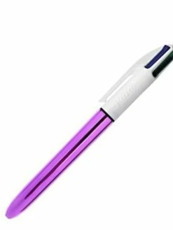 Stylo - 4 Couleurs - Pointe Moyenne - Bic - Corps Métal Violet