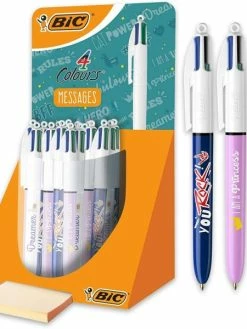 Stylo à Bille Rétractable 4 Colours Messages - Présentoir - Bic