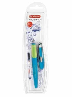 Herlitz Stylo Plume "My.Pen" - Pour Droitier - Bleu / Vert Fluo