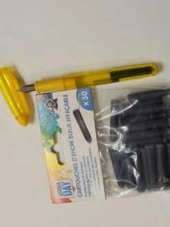 JPC Stylo Plume Scolaire JPV Jaune Et 30 Cartouches Bleues