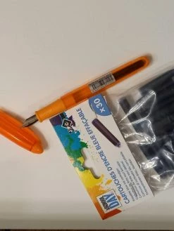 JPC Stylo Plume Scolaire JPV Orange Et 30 Cartouches Bleues