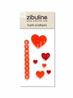Zibuline Sujets Acryliques - CÅ“urs Rouge