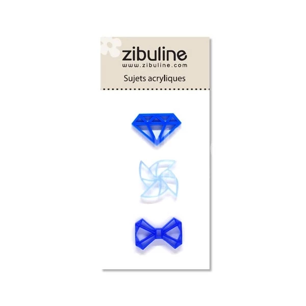 Zibuline Sujets Acryliques - Diamant / Moulin / Noeud Bleu 1 Zibuline Sujets Acryliques - Diamant / Moulin / Noeud Bleu