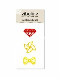 Zibuline Sujets Acryliques - Diamant / Moulin / Noeud Rouge / Jaune