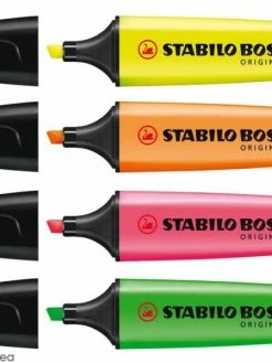 Surligneurs Stabilo Boss Original - Pochette De 4 Feutres Fluo Assortis