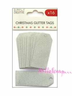 American Crafts Tags De Noel Simply Creative Papier Argenté - 16 Pièces
