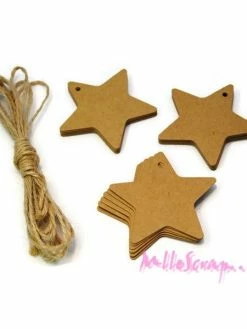 MlleScrap Tags, étiquettes étoiles Papier Kraft - 25 Pièces