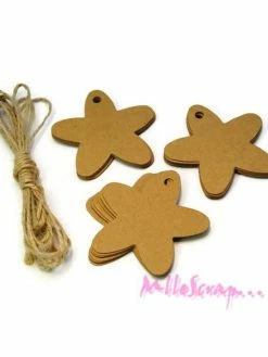 MlleScrap Tags, étiquettes Fleurs Papier - 10 Pièces