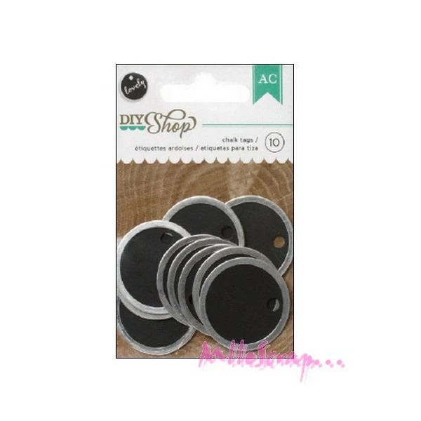 Tags, étiquettes Rondes Effet Ardoise American Crafts - 10 Pièces 1 Tags, étiquettes Rondes Effet Ardoise American Crafts - 10 Pièces