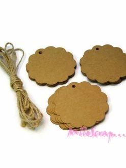 MlleScrap Tags, étiquettes Ronds Festonnés Papier - 10 Pièces