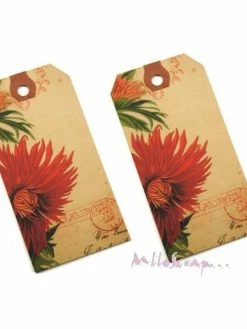 MlleScrap Tags Papier Imprimé Fleurs Exotique - 2 Pièces