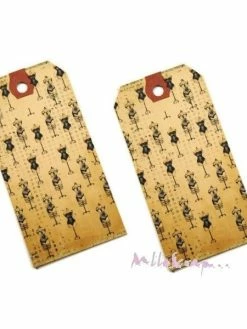 MlleScrap Tags Papier Imprimé Mode - 2 Pièces