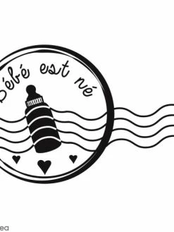 Aladine Tampon Bois Bébé Est Né - 6 X 4 Cm