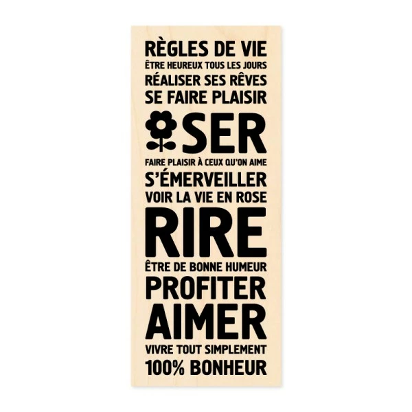 Tampon Bois KESI'ART 100% Bonheur 1 Tampon Bois KESI'ART 100% Bonheur