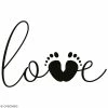 Tampon En Bois Aladine - Love Empreinte De Pieds - 4 X 6 Cm