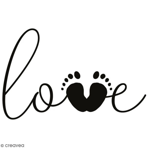 Tampon En Bois Aladine - Love Empreinte De Pieds - 4 X 6 Cm 1 Tampon En Bois Aladine - Love Empreinte De Pieds - 4 X 6 Cm