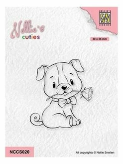 Tampon Transparent Clear Stamp Scrapbooking Nellie S Choice CHIEN FLEUR 020