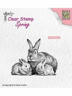 Tampon Transparent Clear Stamp Scrapbooking Nellie S Choice FAMILLE LAPIN 010