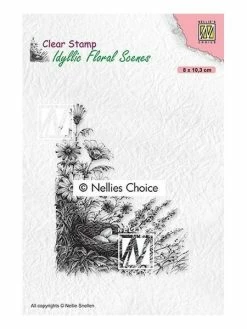 Tampon Transparent Clear Stamp Scrapbooking Nellie S Choice FLEUR PANIER OEUF 032