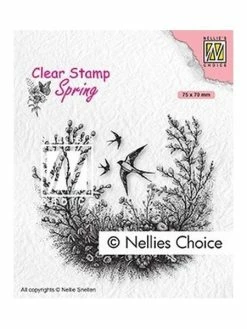 Tampon Transparent Clear Stamp Scrapbooking Nellie S Choice PRINTEMPS FLEUR HIRONDELLE 016