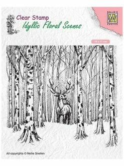 NELLIE S CHOICE Tampon Transparent Clear Stamp Scrapbooking Nellie's Choice CERF DANS FORET 017
