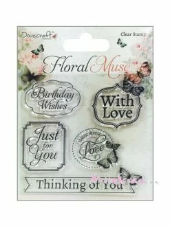 Tampon Transparent - Dovecraft - Floral Muse - 5 Pièces