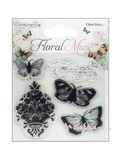 Tampon Transparent - Dovecraft - Floral Muse - 5 Pièces