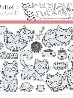 Aladine Tampons Clear Stampon Bullet Journal - Chats - 15 Pcs