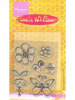 Tampons Clear Transparents 2 Motifs 3D Fleur Papillon Scrapbooking Carterie EC0090 Marianne Design