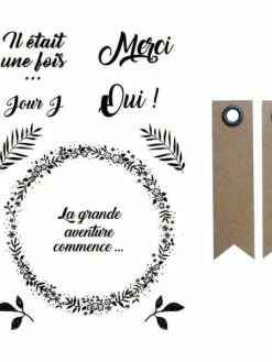 AUCUNE Tampons Transparents 9 X 14 Cm Amour & Mariage + 20 étiquettes Kraft Fanion