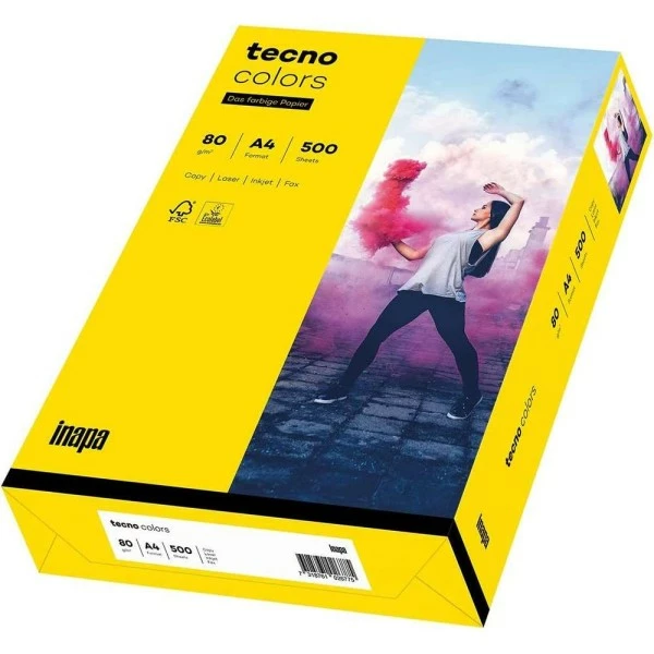TECNO - Papier Multifonction Colors, A4, 80 G/m² - Jaune Intense 1 TECNO - Papier Multifonction Colors, A4, 80 G/m² - Jaune Intense