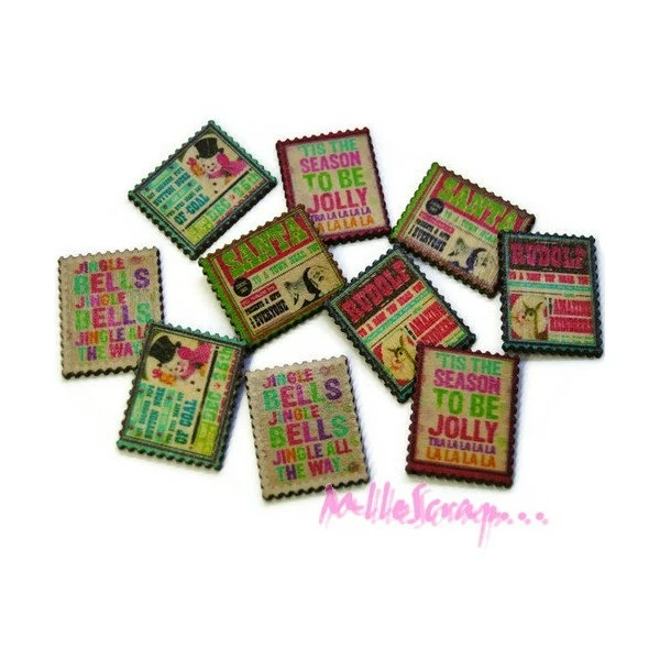 MlleScrap Timbres Bois Noël - 10 Pièces 1 MlleScrap Timbres Bois Noël - 10 Pièces
