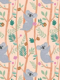 Tissu Toile Coton Dashwood - Our Planet Koala Orange Pastel - Vendu Par 10 Cm