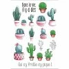Perlesmania Transfert Cactus Graine Créative Thermocollant A4 Hot Fix Motif Cactus
