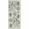 Studio Light Bv Transparent Stickers Double Embossage Geisha Asie MD356221 Argenté