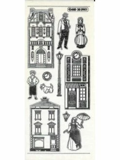 Studio Light Bv Transparent Stickers Double Embossage Maison Victorienne MD355951 Argenté