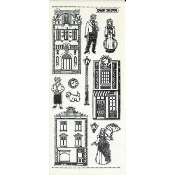 Studio Light Bv Transparent Stickers Double Embossage Maison Victorienne MD355951 Argenté 1 Studio Light Bv Transparent Stickers Double Embossage Maison Victorienne MD355951 Argenté