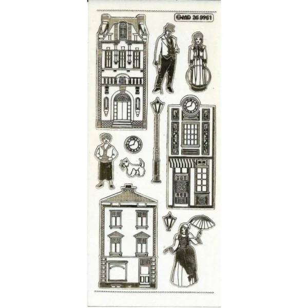 Studio Light Bv Transparent Stickers Double Embossage Maison Victorienne MD355951 Doré 1 Studio Light Bv Transparent Stickers Double Embossage Maison Victorienne MD355951 Doré