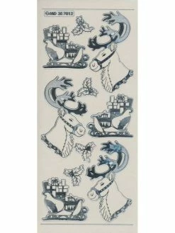 Studio Light Bv Transparent Stickers Double Embossage Noël Traineau Renne MD357012 Argenté
