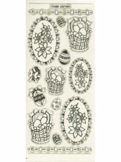 Studio Light Bv Transparent Stickers Double Embossage Pâques Panier D'œufs MD357101 Doré