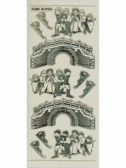 Studio Light Bv Transparent Stickers Double Embossage Patinage Pont Hiver MD355954 Doré