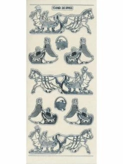 Studio Light Bv Transparent Stickers Double Embossage Traîneau Cheval MD355953 Argenté