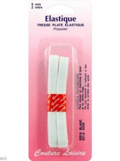 Couture Loisirs Tresse élastique Plate Blanc - 9 Mm X 2 M